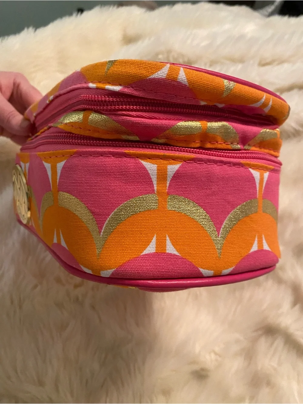 Vibrant Pink & Orange Chevron Accent Cosmetic Case